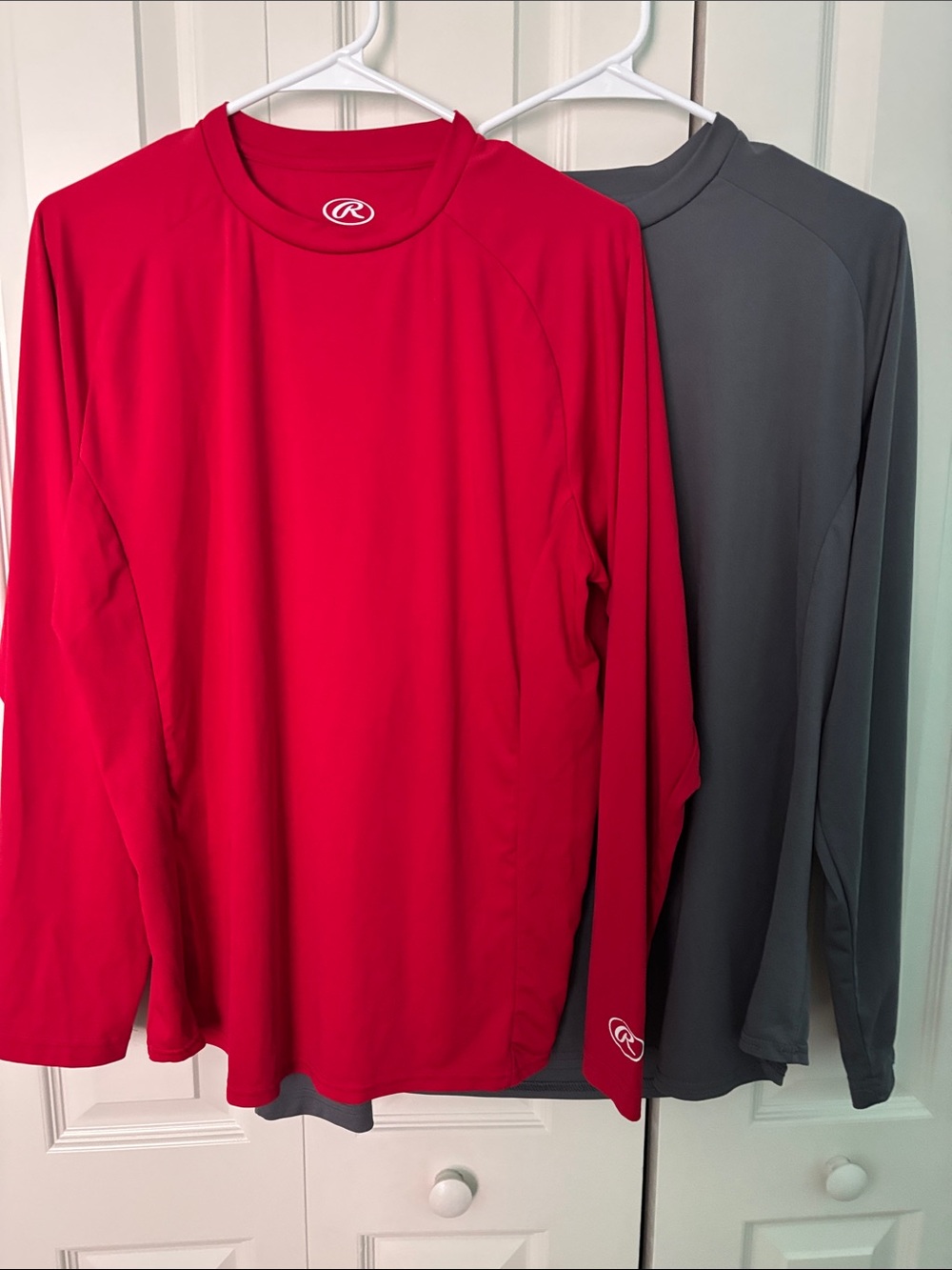 Rawlings Red and Gray Performance Crewneck Tops Adult Large